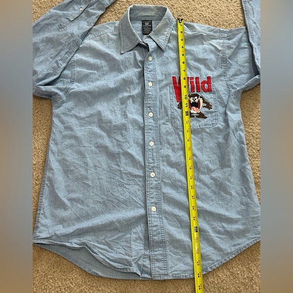 Vintage 90’s Warner Brothers Men’s Small Denim Taz Shit - Picture 6 of 7